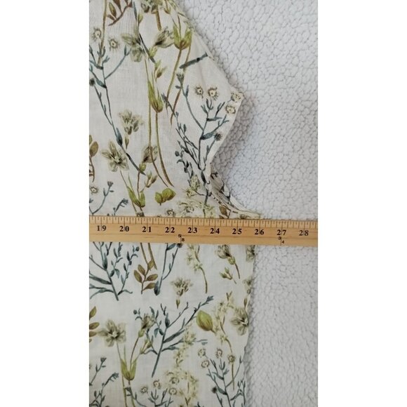 Cynthia Rowley Size XL Cap Sleeves 100% Linen Shirt Box Top Floral Print Cream - Picture 9 of 12
